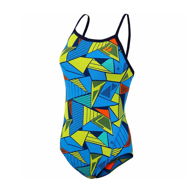 ZONE3 Women Prism 2.0 Strap Back Swim Costume Blue/Yellow