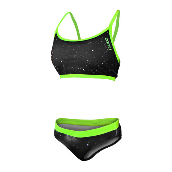 ZONE3 Women Cosmic Two Piece Bikini Grey/Fluro Yellow